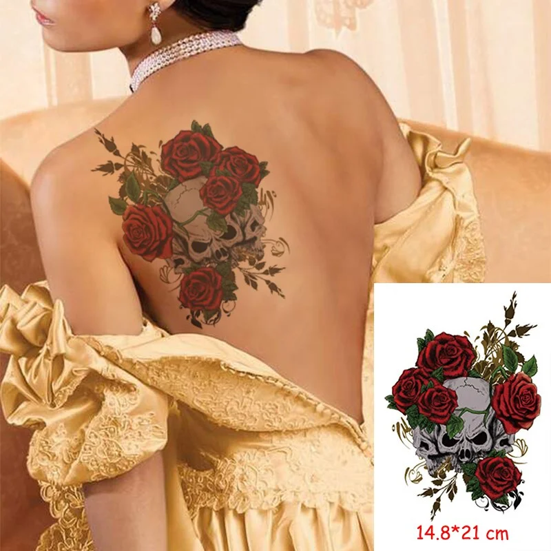 Waterproof Temporary Tattoo Sticker Totem Line Black Classical Tatoo Body Art Arm Leg Fake Tattoos Women/Men Girl 14.8*21 Cm