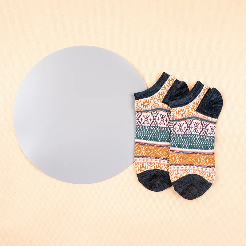 Bohemian Style Pattern Breathable Cotton Ankle Socks