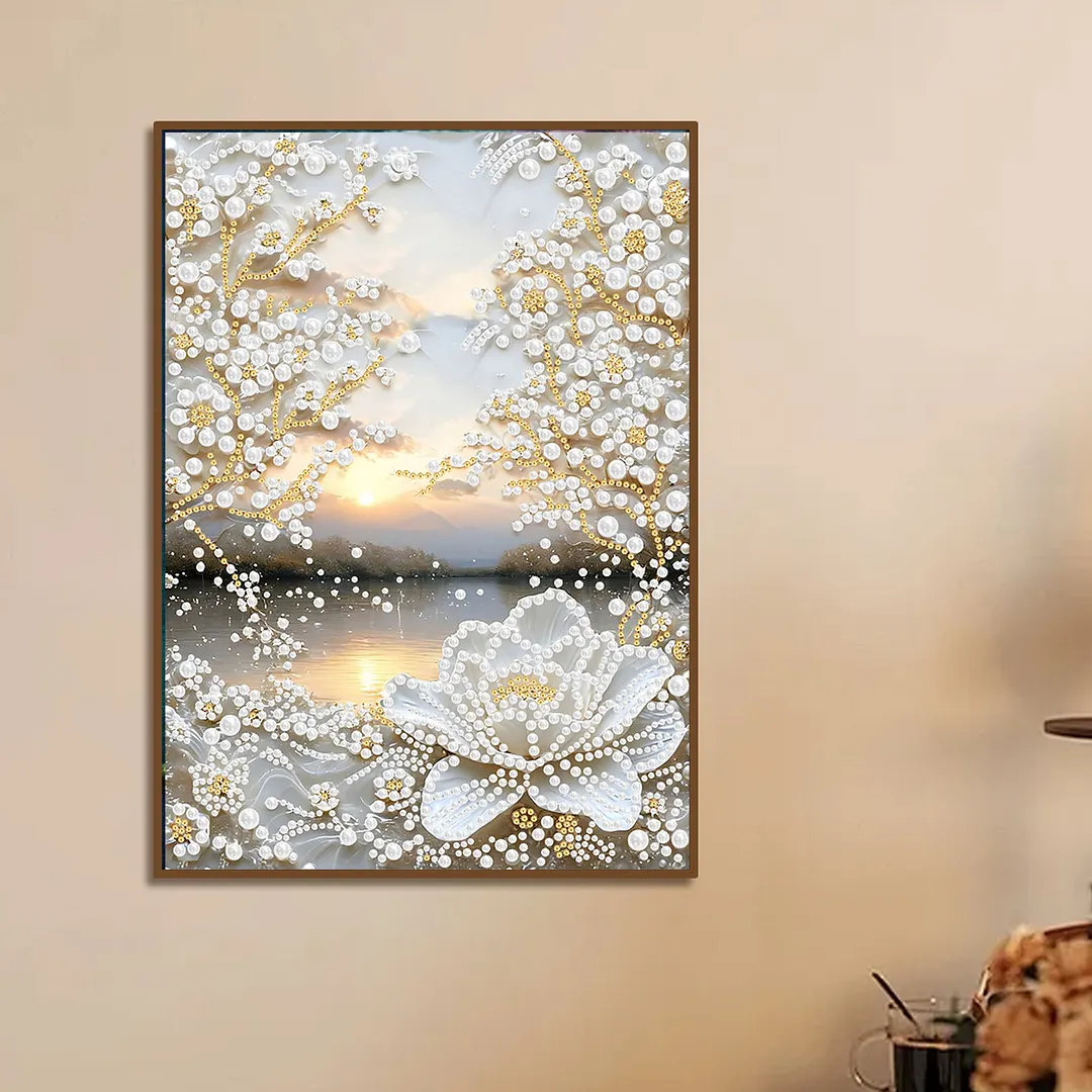 Pearl Painting Kit for Adults Lotus Sunset 11.81x15.75in