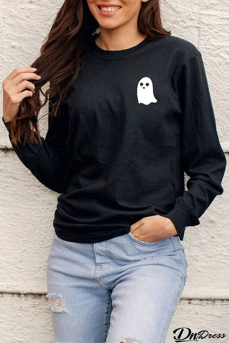 Ghost Graphic Print Long Sleeve Top
