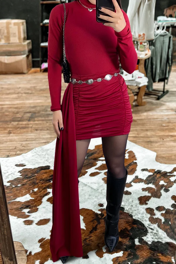 Retro Pleated Fitted Dress