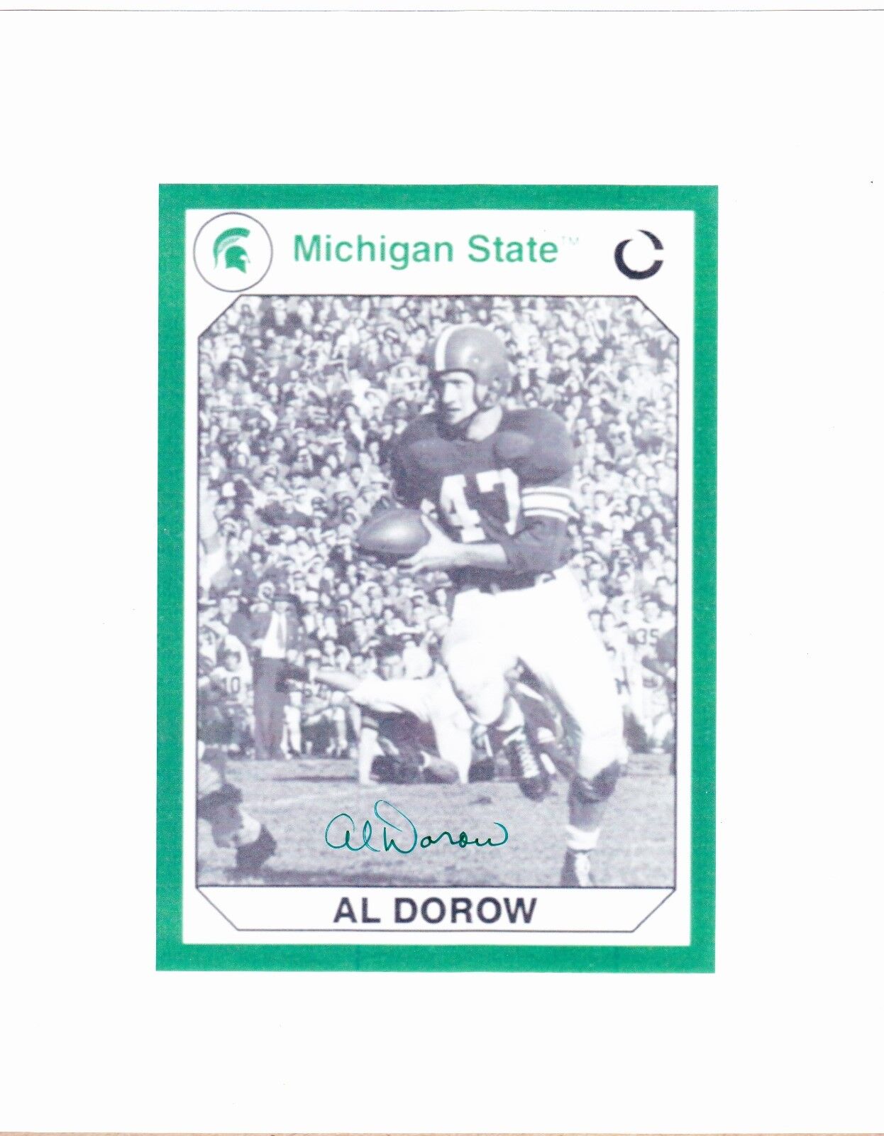 Al Dorow signed 8x10 Michigan State Spartans Photo Poster painting #2 (DEC)