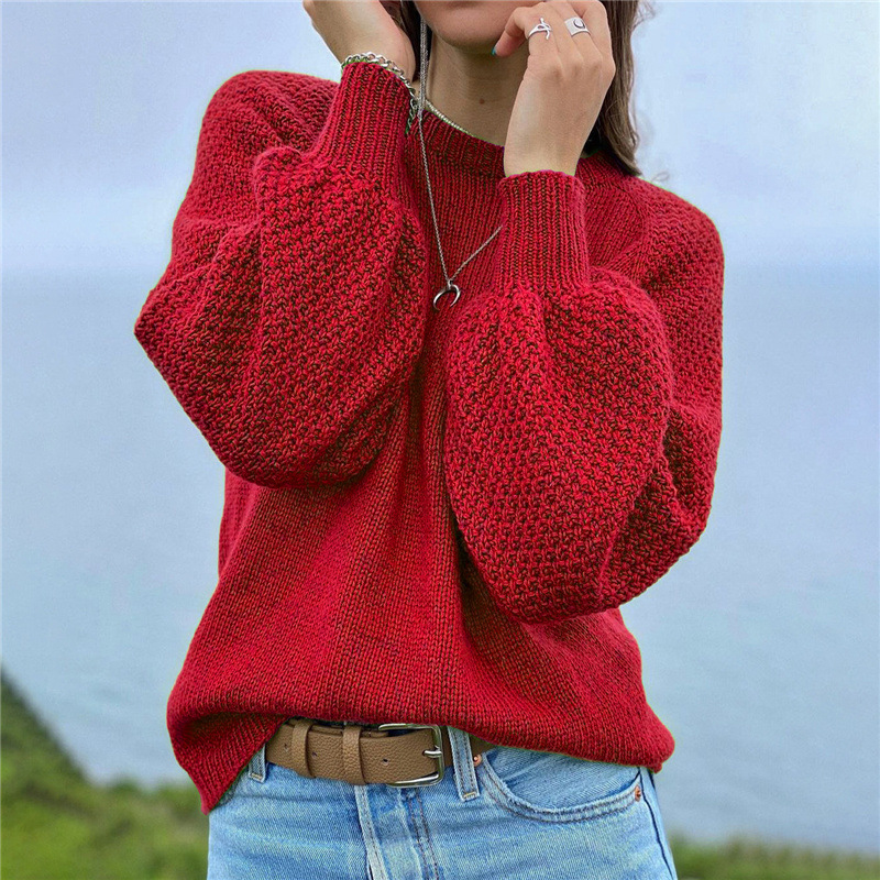 New pullover solid color versatile sweater