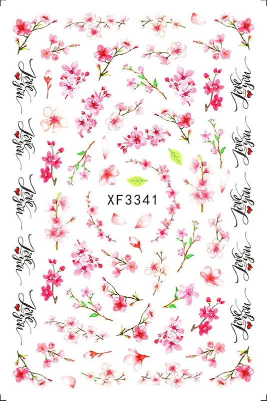3D Nail Sticker Flowers Leaves Abstract Floral Decals And Sticker Nail Foils Slider Nail Art Decals Manicure Nails Accesories-Nail Inspo