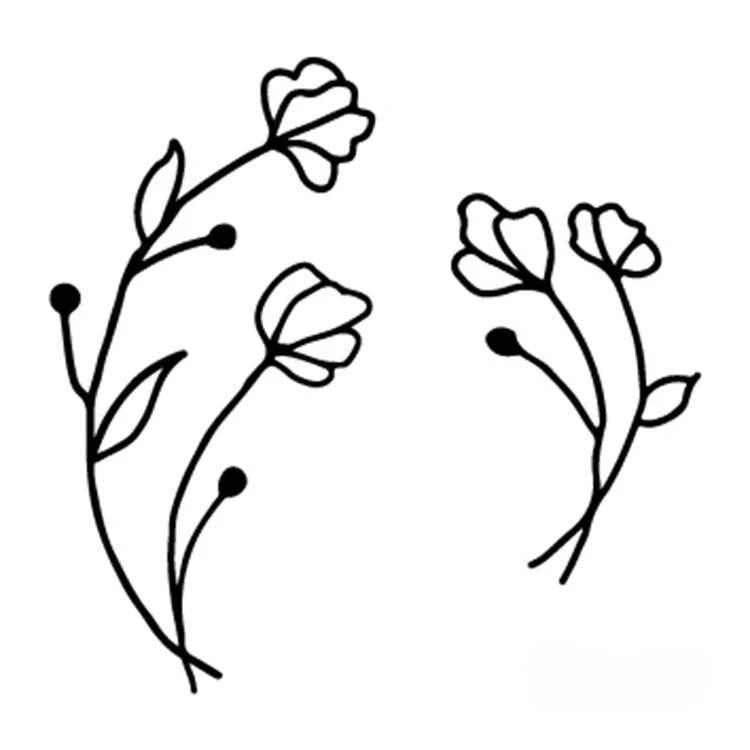 Tattoo sticker Temporary Drawing small Black White sketch Flowers flash Tatoo Body Art Fake Water Transfer Stickers to kid girl