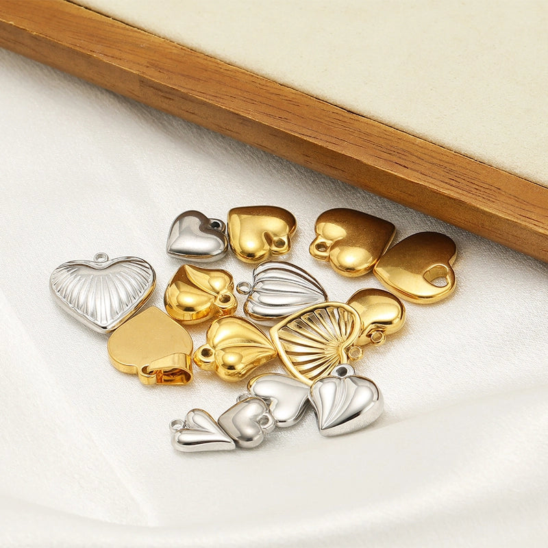 5 PCS/Package 14*17mm 304 Stainless Steel Heart Shape Pendant Jewelry Accessories