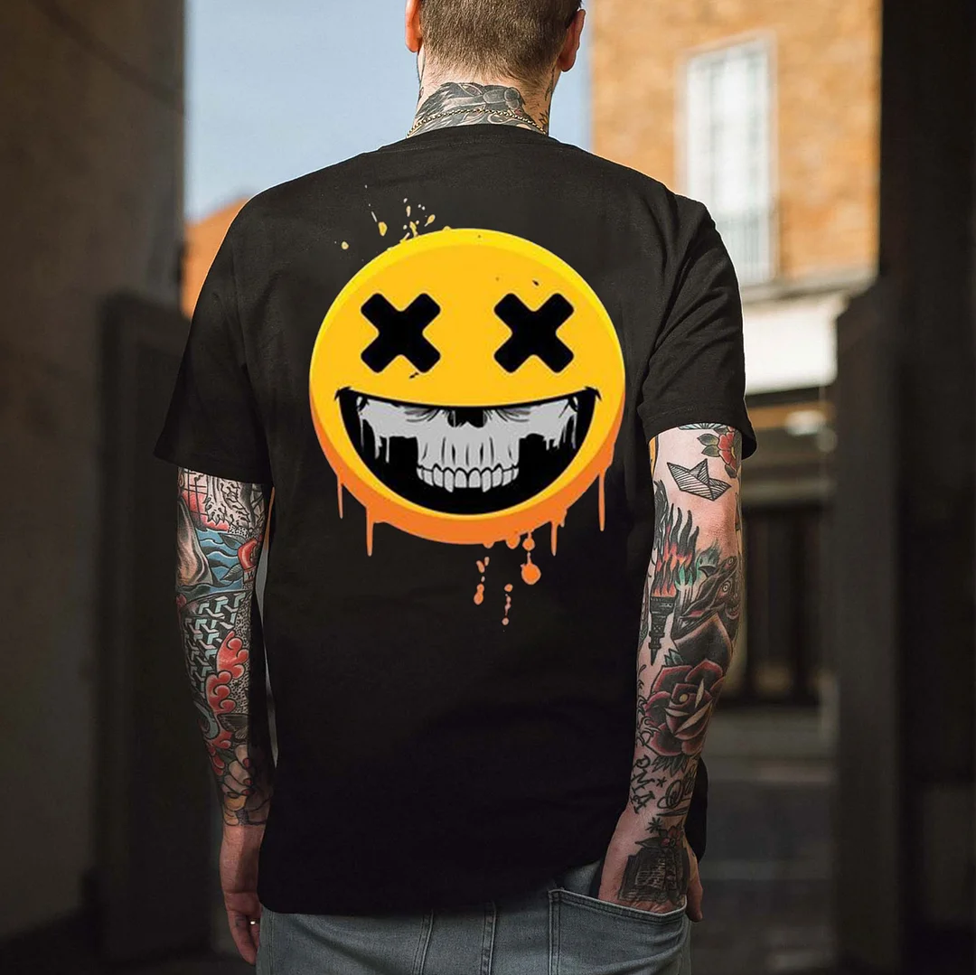Grimace EMOJI Skull Black Print T-shirt