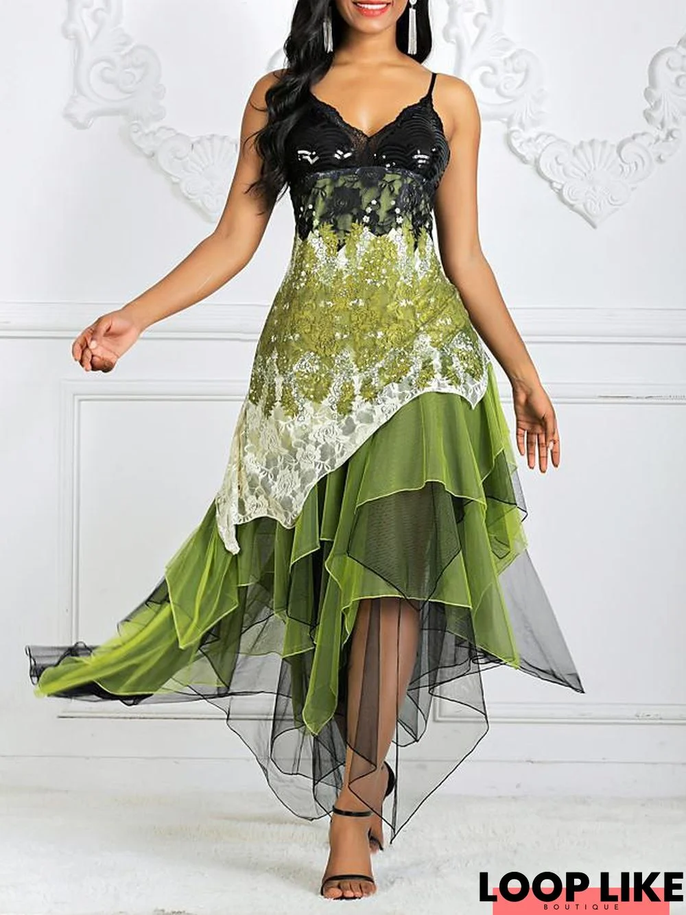 Women's Strap Dress Midi Dress Sleeveless Geometric Print Spring & Summer Hot Elegant Black Army Green