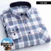 Pure cotton plaid casual square collar pocket long sleeve shirt