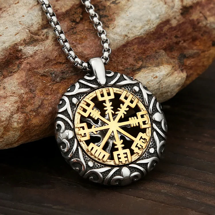 Coutureaura Nordic Rune Hollow Vegvisir Necklace