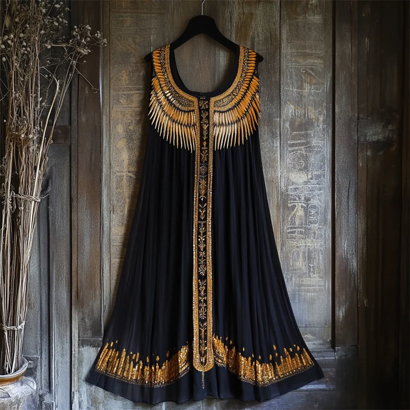 Wings Of Horus Ancient Egyptian Glitter Flowy Tank Dress