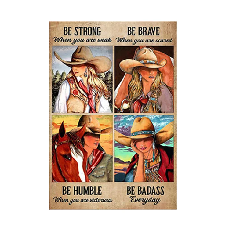 Cowboy - enseigne vintage en étain - 7.9x11.8 & 11.8x15.7inch