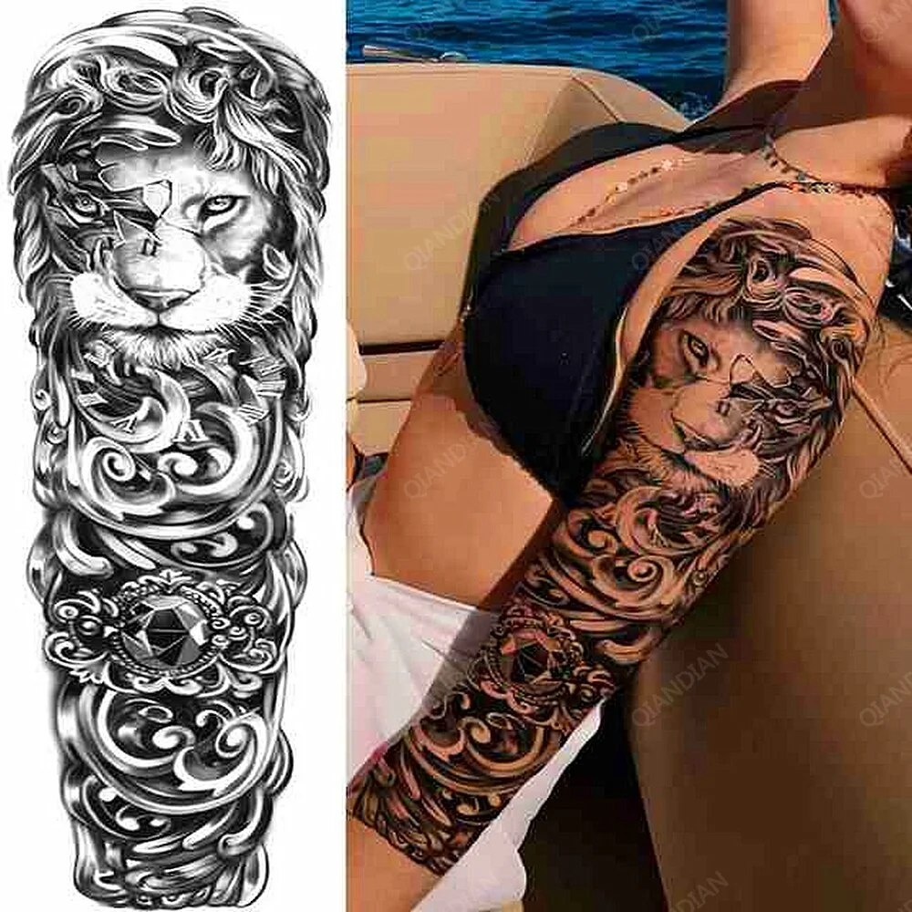 Sdrawing Women Waterproof Temporary Tattoos Stickers Thighs Cool Hipster Skull Mermaid