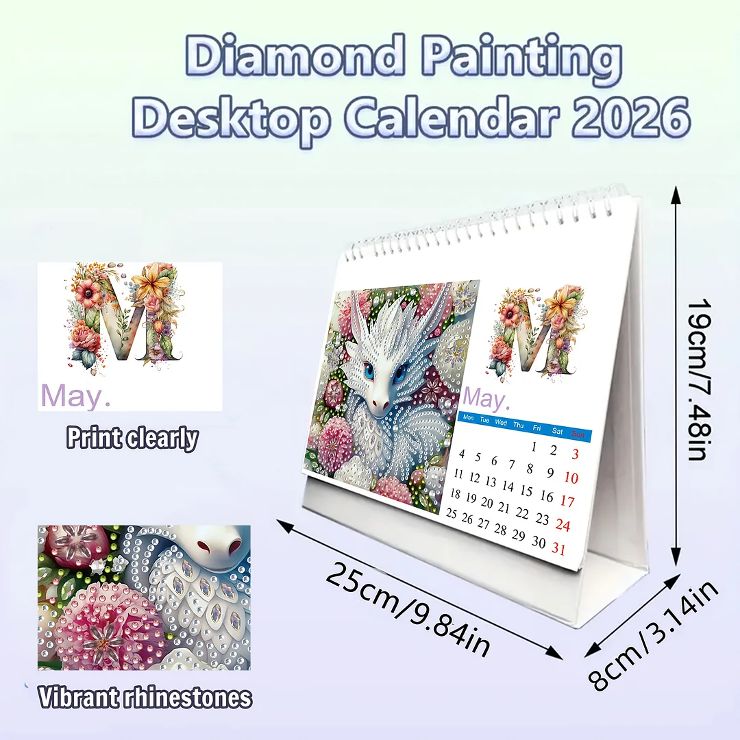 2026 Calendar Diamond Painting Kit Animal DIY Diamond Art Desk Calendar