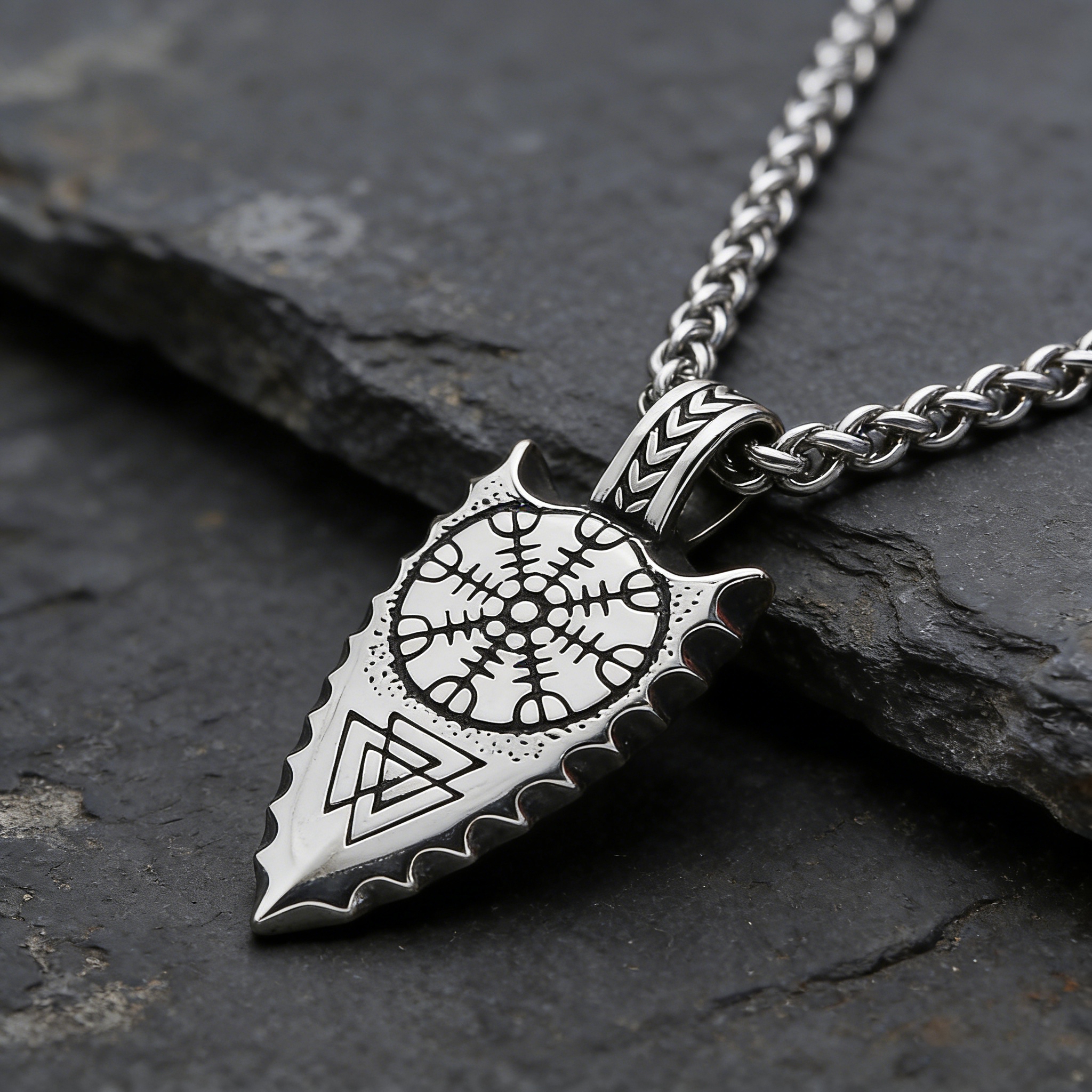 Stainless Steel Arrowhead Guardian Spearhead Necklace