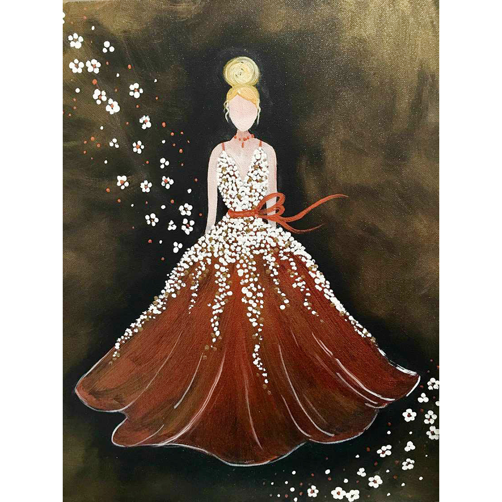 

30*40CM-Evening Dress Girl-Round Drill Diamond Painting, 501 Original