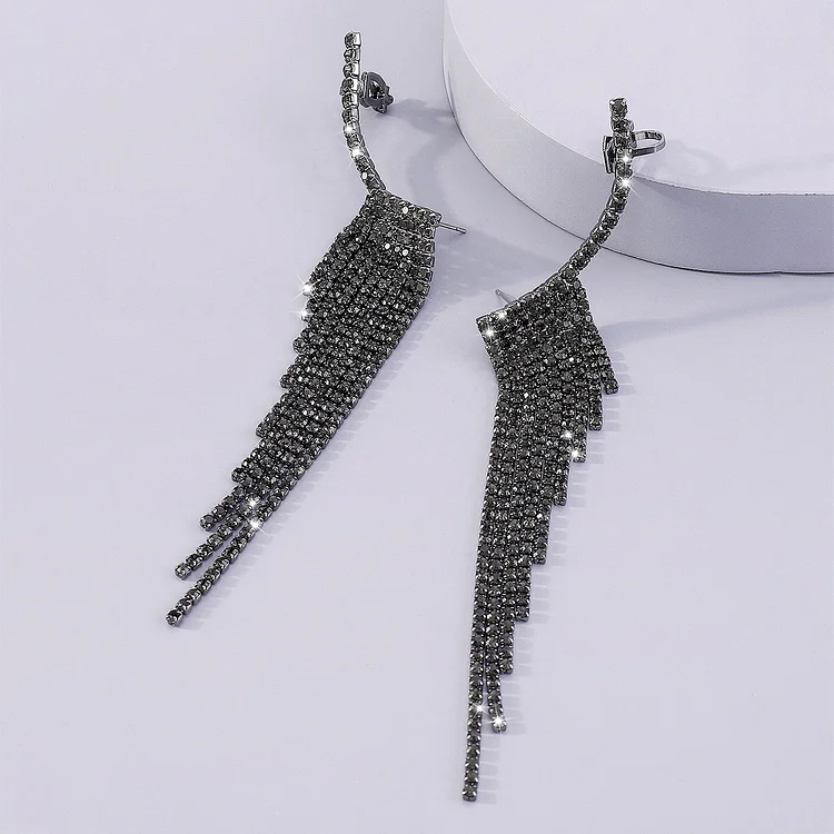 Fashion Rhinestone Geometric Tassel Earrings