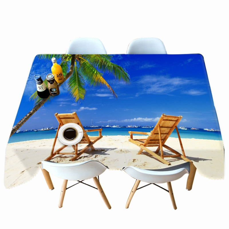 

Beach Seascape and Coconut Tree - 3D Tablecloth, 140*210cm, 501 Original