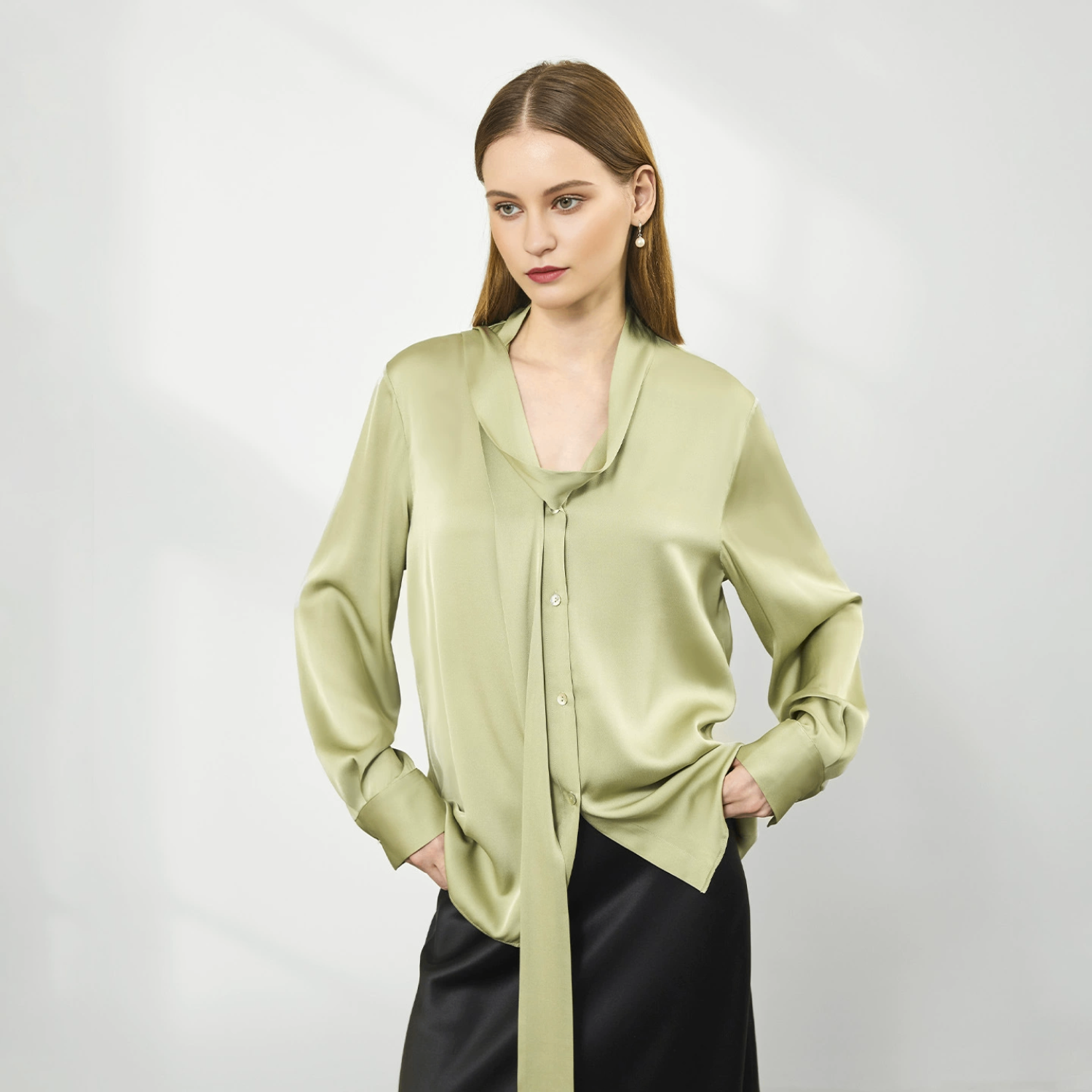 19mm Elastic Georgette Mulberry Silk Office Shirt for Women REAL SILK LIFE