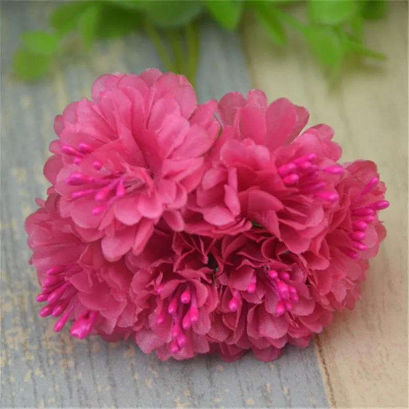 6pcs/lot  Silk Artificial Mini Rose Flowers Bouquet Multicolor Scrapbooking Fake Flower Stamen  Wedding  Decoration Diy Handmade