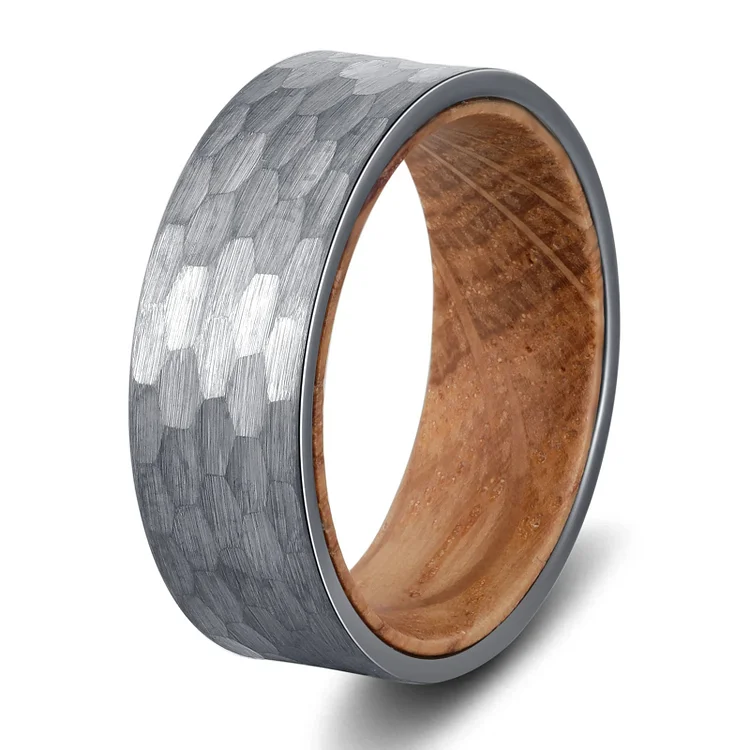 Olivenorma 8mm Tungsten Carbide Whiskey Barrel Wood Man Ring