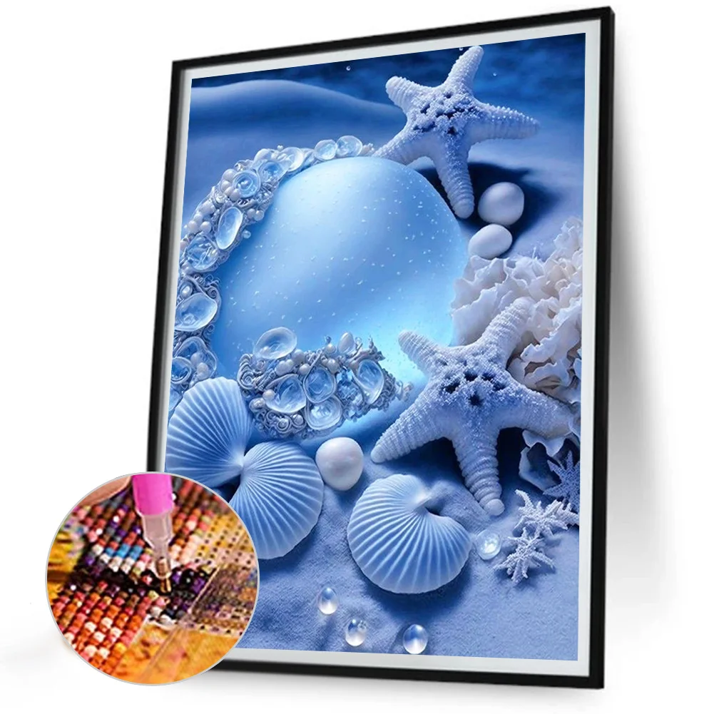 Diamond Painting - Full Round Drill - Coastal Blue Shell(Canvas|30*40cm)