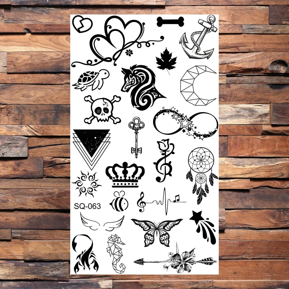 Black Butterfly Temporary Tattoos For Women Girls Realistic Eye Halloween Crown Fake Tattoo Sticker Sexy Body Arm Tatoos DIY