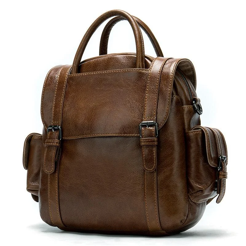 Men's Leather Backpack Retro Multifunctional Handbag