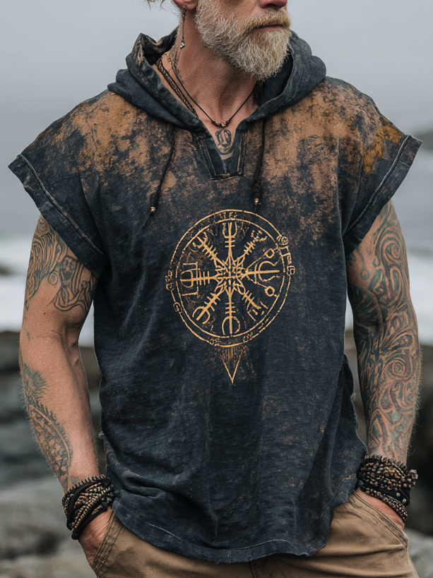 Men's Viking Inspired Gradient Celtic Knot Pattern Short Sleeve Hoodie / Rvogue / Rvogue