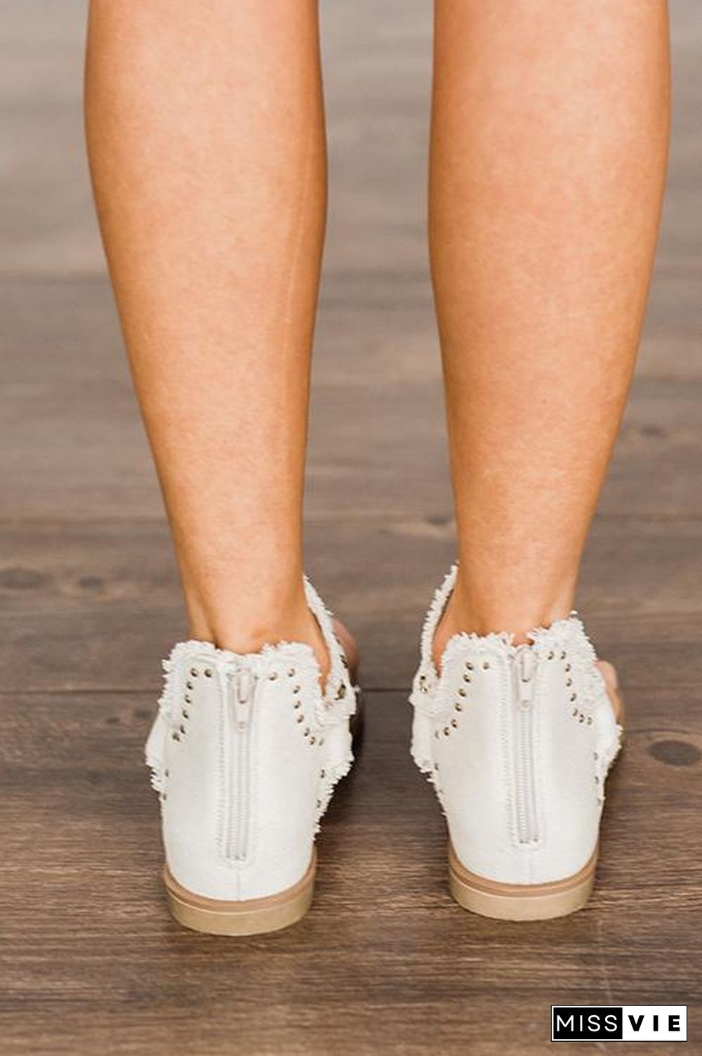 Buckle Flip-Flops Canvas Flat Heel Sandals