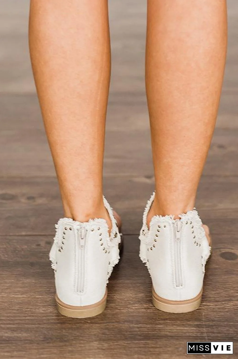 Buckle Flip-Flops Canvas Flat Heel Sandals