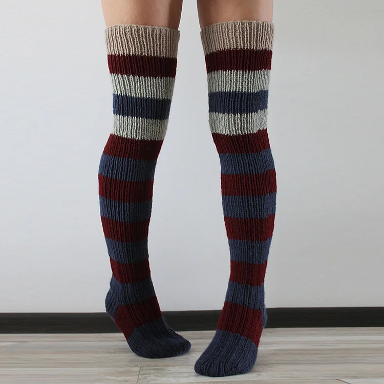 Simpfit Striped Over The Knee Knitted Pile Socks