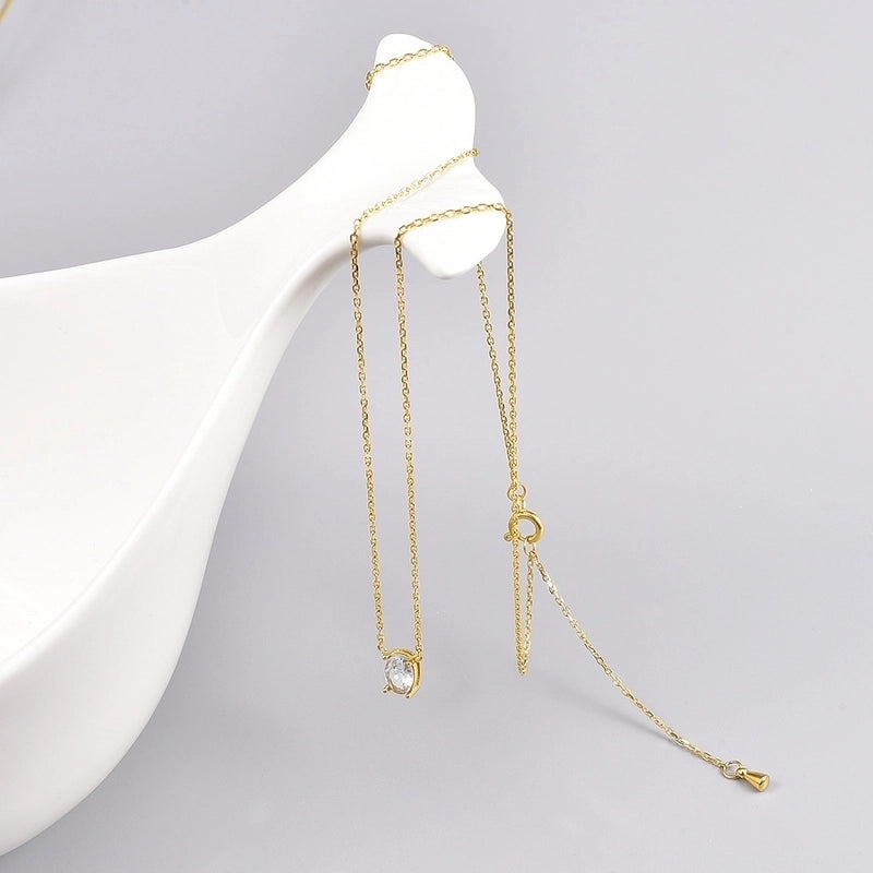 Elegant Water Droplets 304 Stainless Steel Titanium Steel Artificial Rhinestones 18K Gold Plated Diamond Pendant Necklace