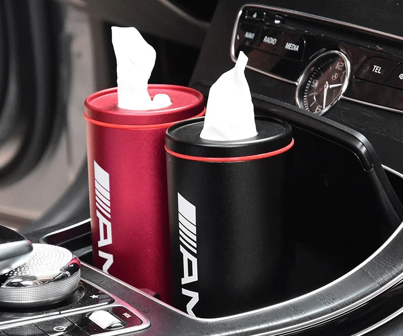 High-end car logo metal cylinder tissue box