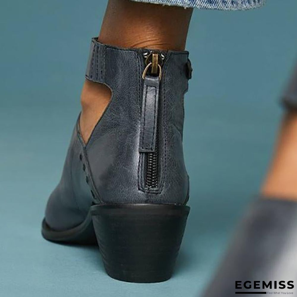 Chunky Heel Zipper Breathable Comfortable Shoes | EGEMISS