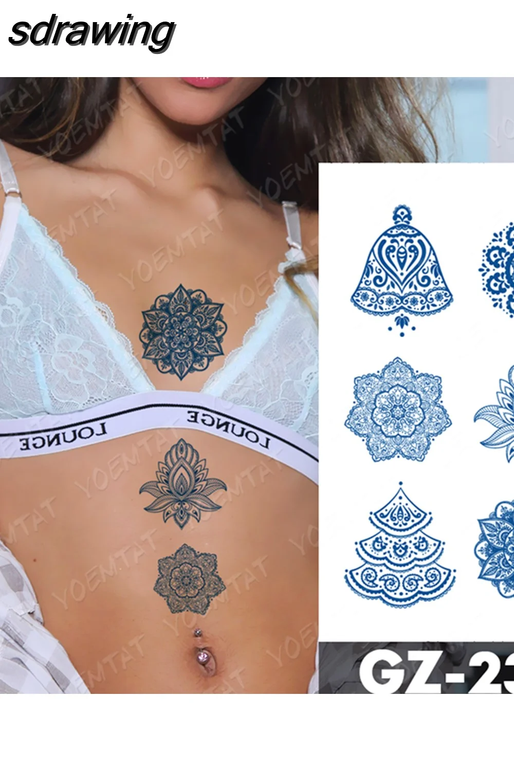sdrawing Ink Tattoos Body Art Lasting Waterproof Temporary Tattoo Sticker Rose Flower Pearl Tatoo Arm Fake Butterfly Peony Tatto