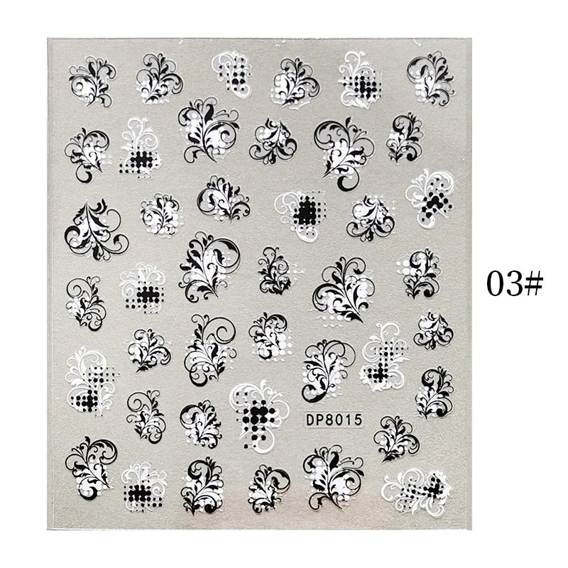 1 Sheet Bronzing Abstract Color Block 3D Nail Sticker Art Letters Design Transfer Sliders Paper DIY Manicuring Wraps