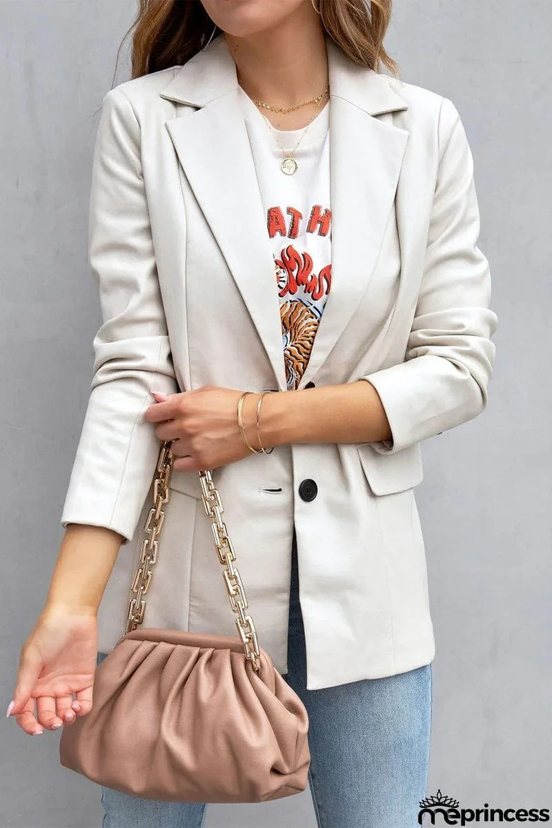 Casual Street Solid Patchwork Buckle Turn-back Collar Outerwear