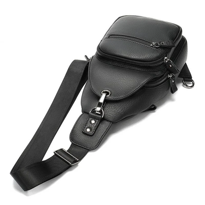 Retro Men's Leather Chest Bag Casual Sports Crossbody Bag