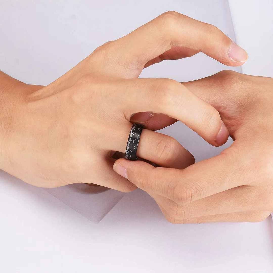 4MM 6MM 8MM 10MM Women Mens Tungsten Carbide Ring Laser Seagull Pattern Black High Polished Tungsten Carbon Fiber Wedding