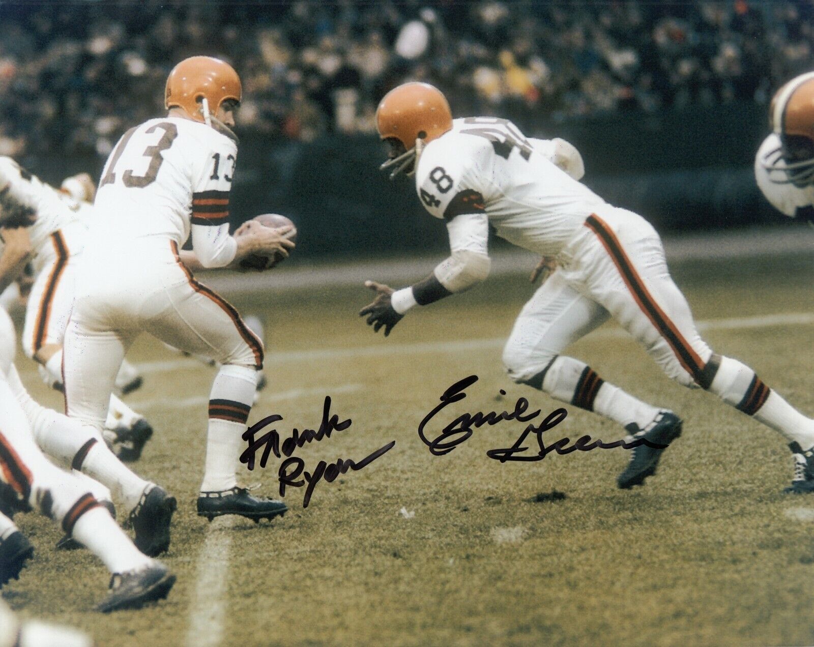 Frank Ryan Ernie Green #1 8x10 Signed Photo Poster painting W/COA Cleveland Browns 031019