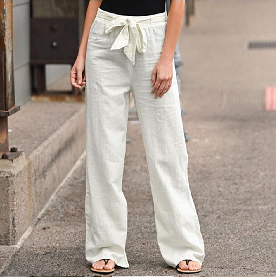 Solid Color Cotton Linen Casual Loose Pants