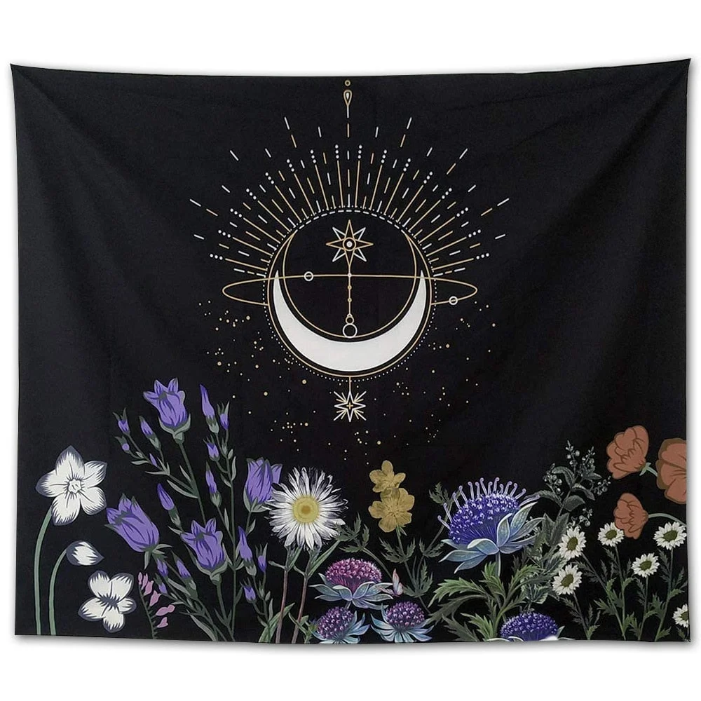 Psychedelic Moon Tapestry Flower Wall Hanging Room Sky Carpet Dorm Tapestries Art Home Decoration AccessoriesStarry Sky Carpet