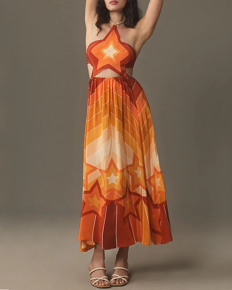 Ladies Elegant Fashion Printed Dress
