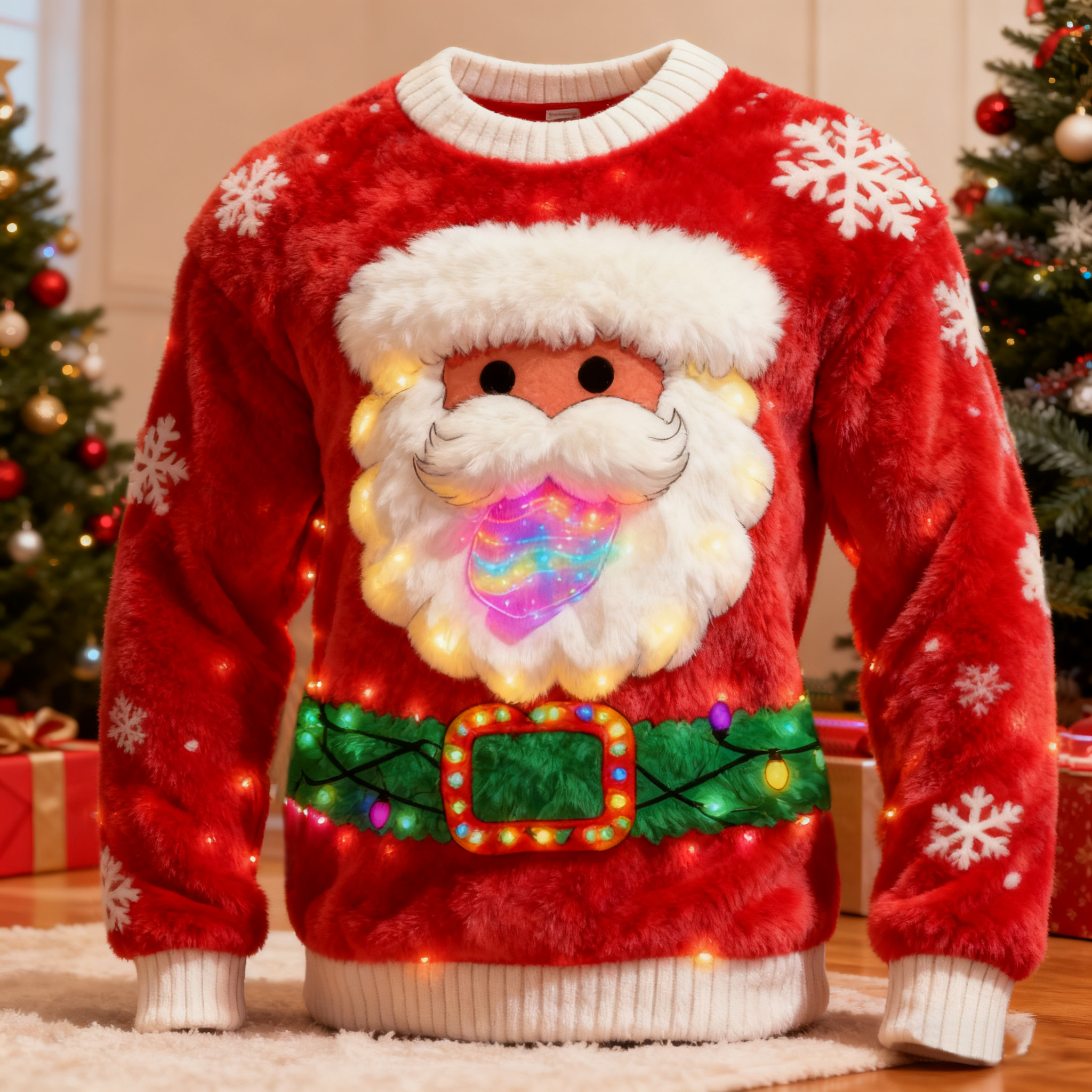 Men's Funny Christmas Santa Claus Pattern Casual Flannel Sweatshirt elevenforest
