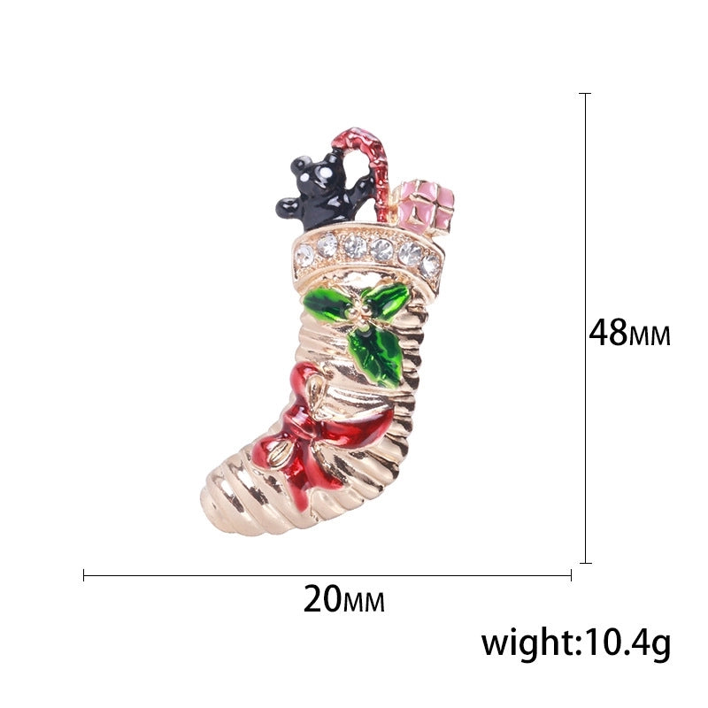 Cute Classic Style Pin Santa Claus Snowflake Elk Alloy Enamel Inlay Rhinestones Unisex Brooches