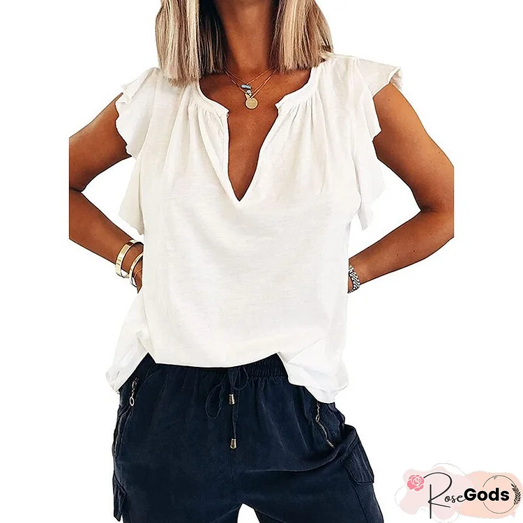 Women's Blouse T Shirt Basic Plain Daily V Neck Sleeveless Regular Summer Green White Pink Light Blue