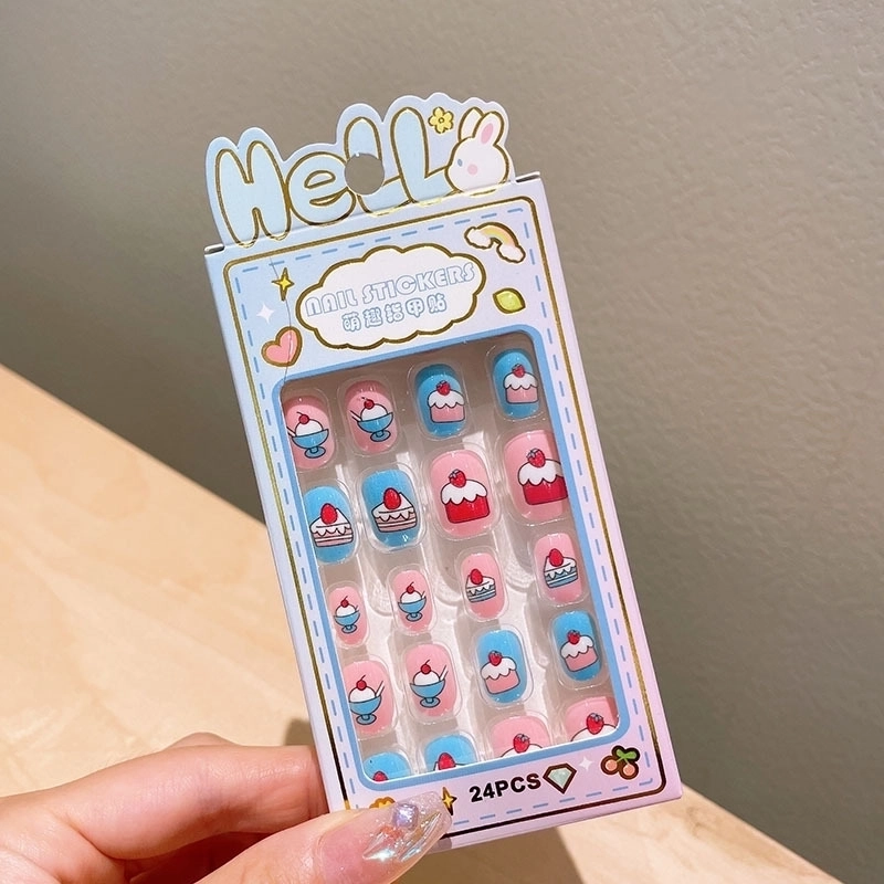 Cute Cartoon Character Stripe Plastic Nail Patches 1 Set