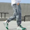 Kid Boys Pure Cotton Washed Letters Jeans Pants