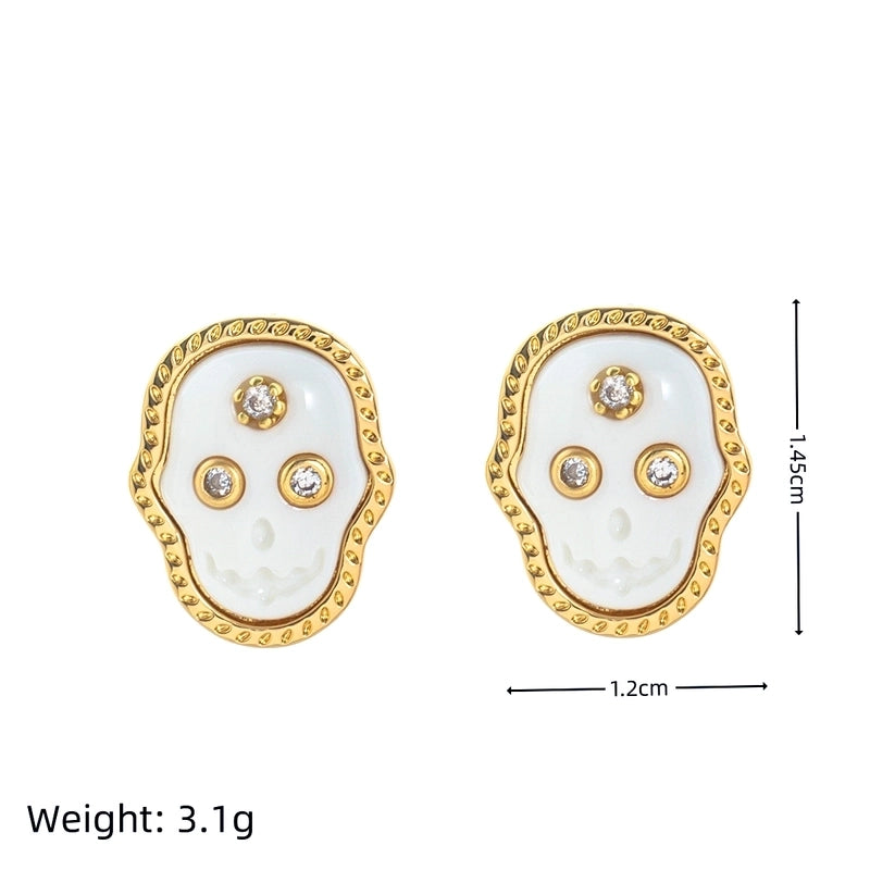 Copper Gold Plated Inlay Pumpkin Skull Resin Jewelry Set